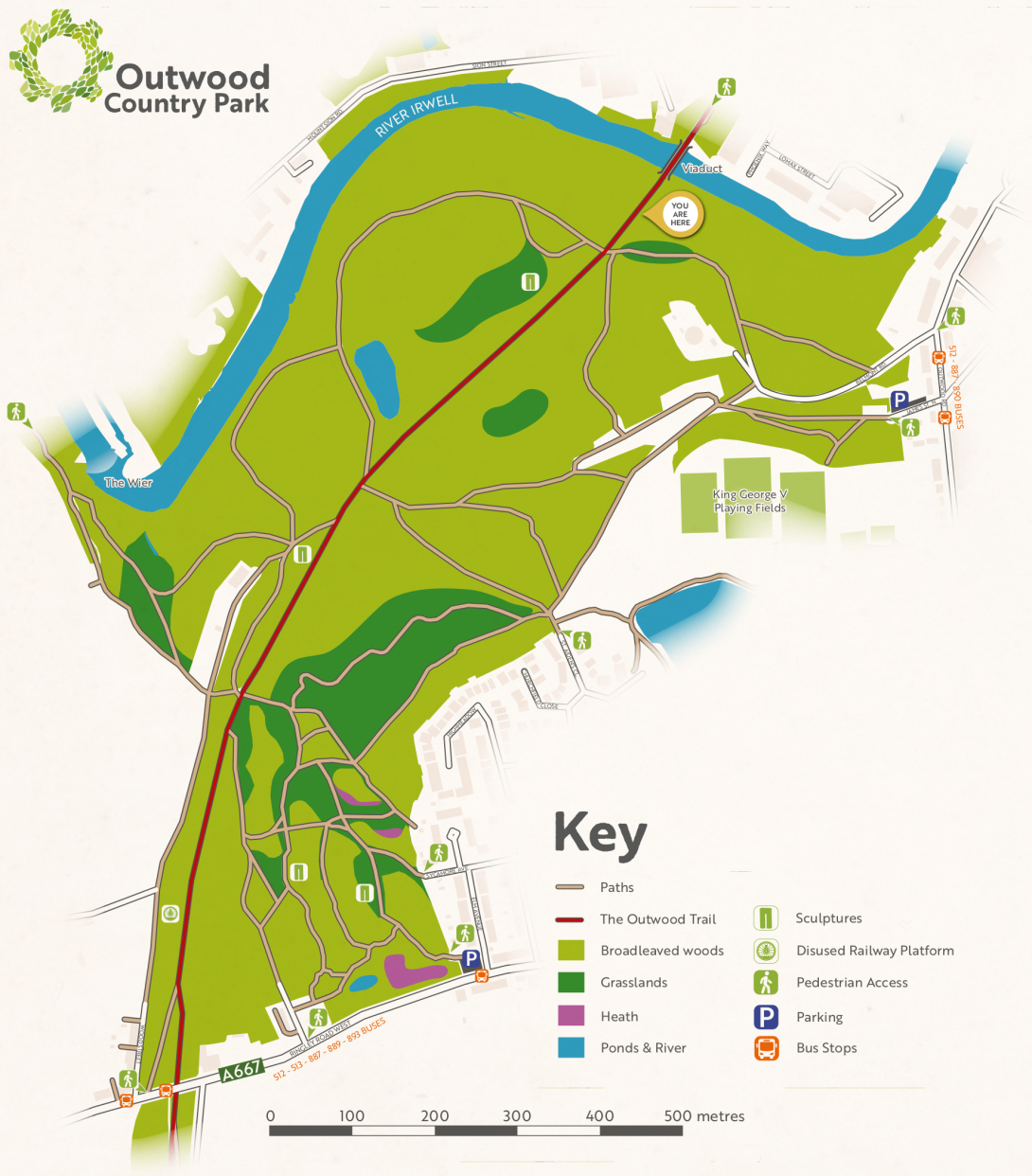 Outwood Country Park site map